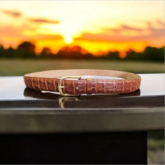 CROCO EMBOSSED BROWN GENUINE LEATHER CASUAL DRESS MEN'S BELT Size 40 - Picture 9 of 9